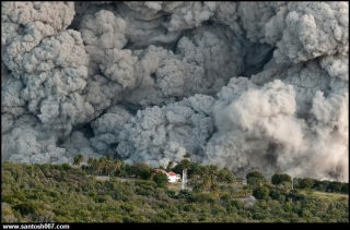 Volcano dust over city
